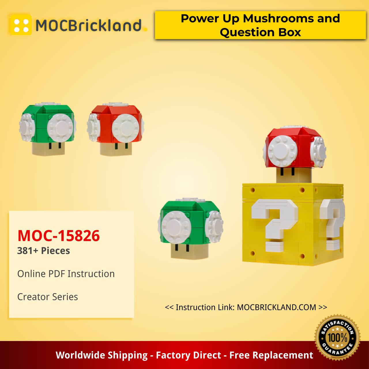 Creator MOC-15826 Custom Power Up Mushrooms and Question Box by buildbetterbricks MOCBRICKLAND