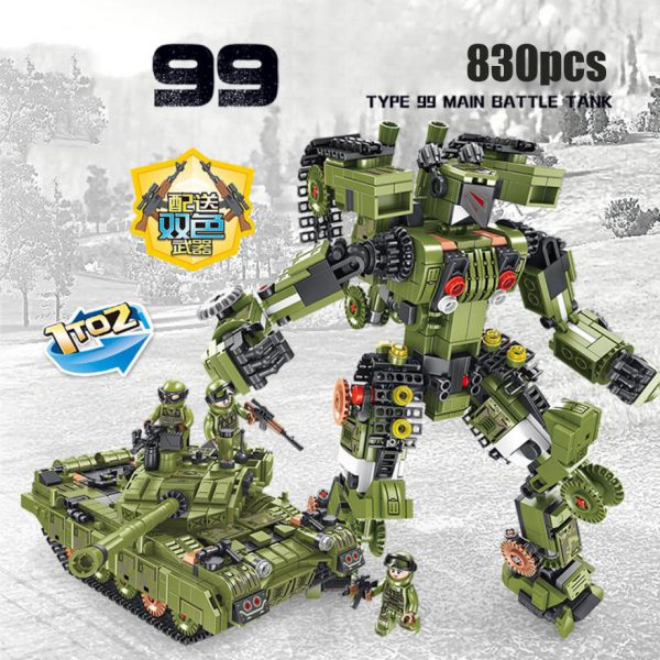 military Type 99 Main Battle Tank batisbricks minifigs building block transformation robot ww2 army figures brick 3