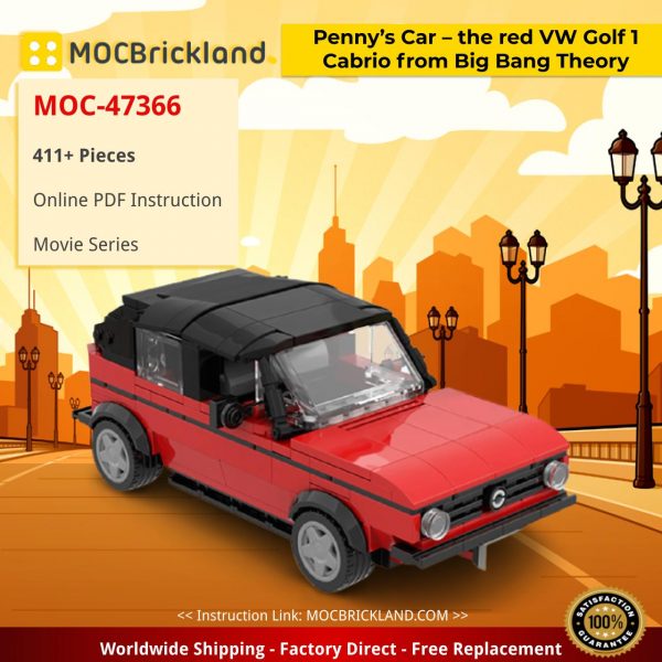 movie moc 47366 pennys car the red vw golf 1 cabrio from big bang theory by brickotronic mocbrickland 7049