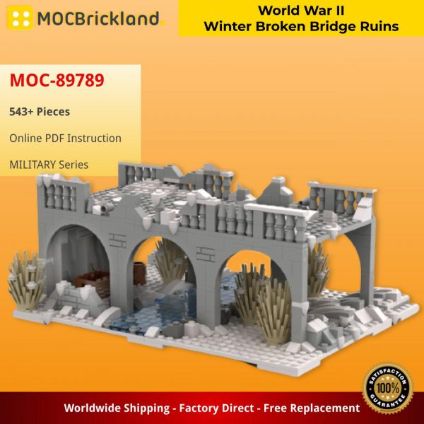 MILITARY MOC 89789 World War II Winter Broken Bridge Ruins MOCBRICKLAND 4