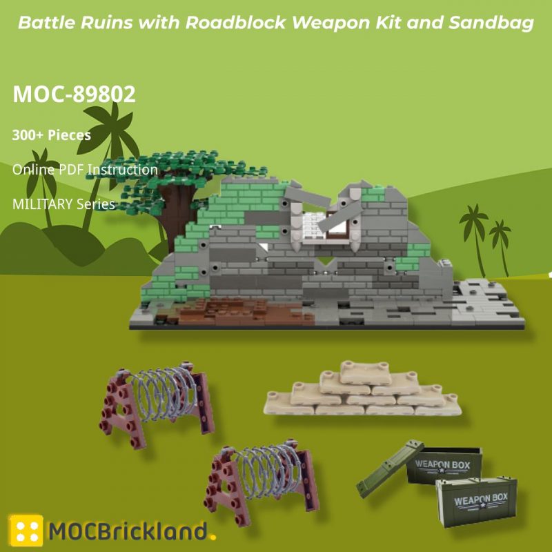 MILITARY MOC 89802 Battle Ruins with Roadblock Weapon Kit and Sandbag MOCBRICKLAND 4 800x800 1