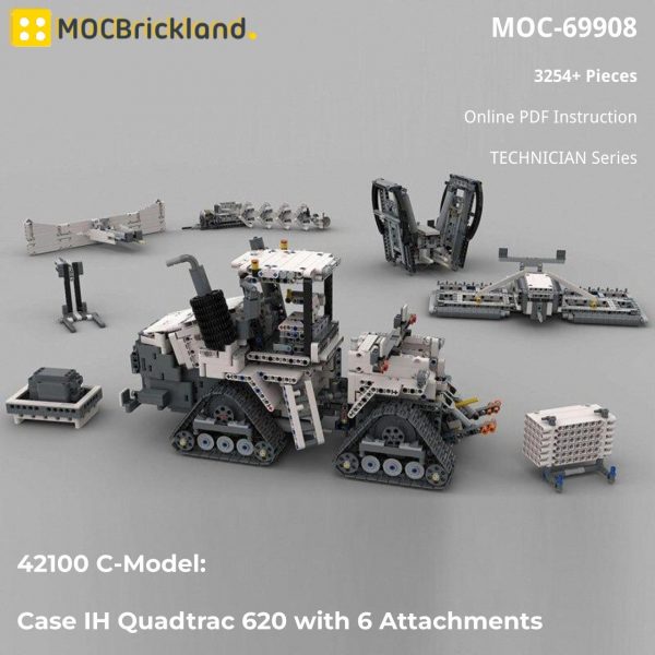 MOCBRICKLAND MOC 69908 42100 C Model Case IH Quadtrac 620 with 6 Attachments 2