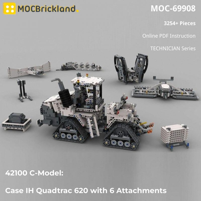MOCBRICKLAND MOC 69908 42100 C Model Case IH Quadtrac 620 with 6 Attachments 2 800x800 1