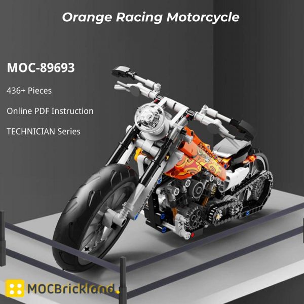 MOCBRICKLAND MOC 89693 Orange Racing Motorcycle 2