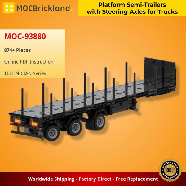 MOCBRICKLAND MOC 93880 Platform Semi Trailers with Steering Axles for Trucks 5