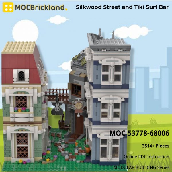 MODULAR BUILDING MOC 53778 68006 Silkwood Street and Tiki Surf Bar MOCBRICKLAND 2