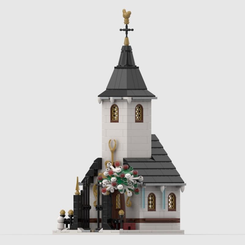 MODULAR BUILDING MOC 91182 Winter Village Small Church by Cvanhulle MOCBRICKLAND 1 800x800 1