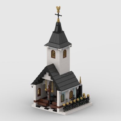 MODULAR BUILDING MOC 91182 Winter Village Small Church by Cvanhulle MOCBRICKLAND 4