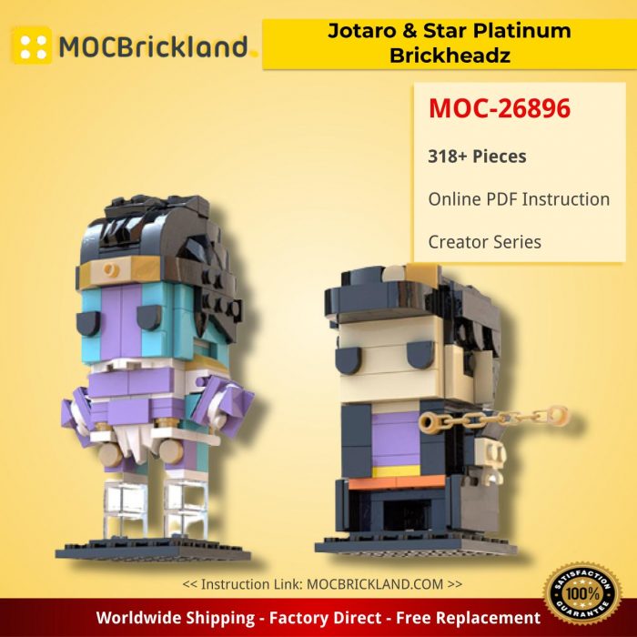 Creator MOC-26896 Jotaro & Star Platinum Brickheadz (JoJo’s Bizarre Adventure) by Cryokina MOCBRICKLAND