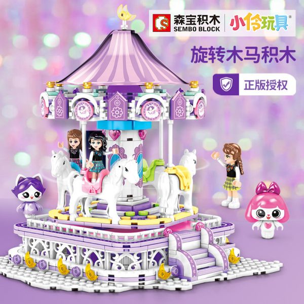 creator sembo 604013 pink dream princess fantasy carousel 3003