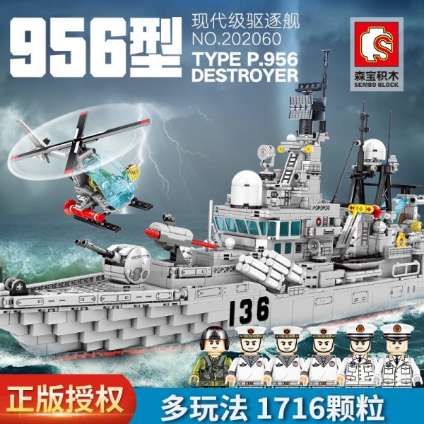 military sembo 202060 type 956 modern destroyer battleship 7565