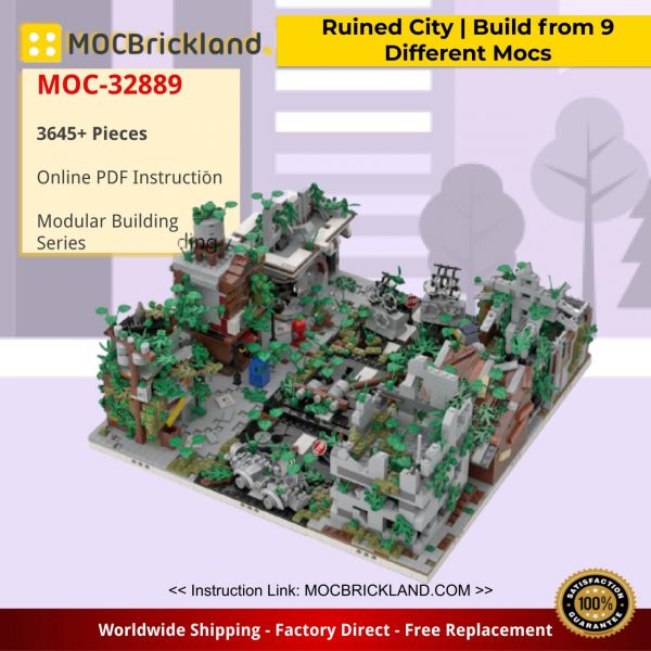 modular building moc 32889 ruined city build from 9 different mocs by gabizon mocbrickland 4275