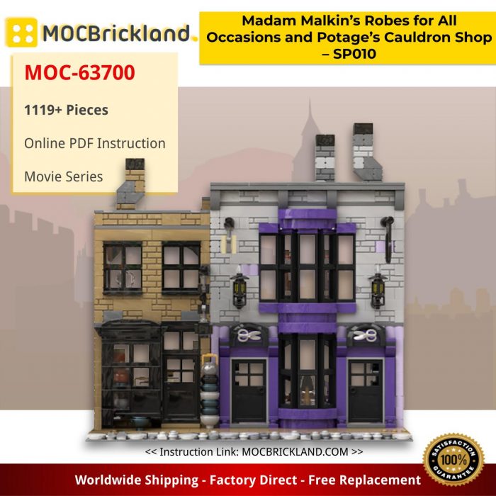 Movie MOC-63700 Madam Malkin’s Robes for All Occasions and Potage’s Cauldron Shop – SP010 by ScarletPatronus MOCBRICKLAND