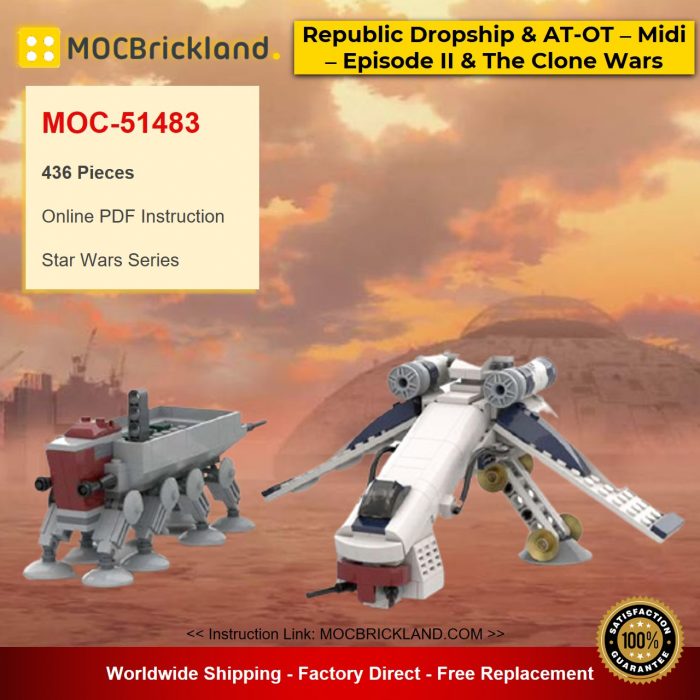 Star Wars MOC-51483 Republic Dropship & AT-OT – Midi – Episode II & The Clone Wars by 6211 MOCBRICKLAND
