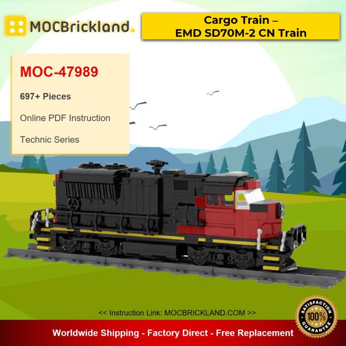 Technic MOC-47989 Cargo Train – EMD SD70M-2 CN Train by Oninino MOCBRICKLAND