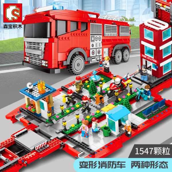 technic sembo 603063 red miniature city fire truck 7872