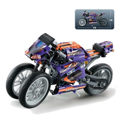 technician decool 33004 purple flame giant wheel motorcycle 6348