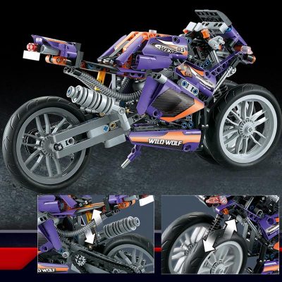 technician decool 33004 purple flame giant wheel motorcycle 7683
