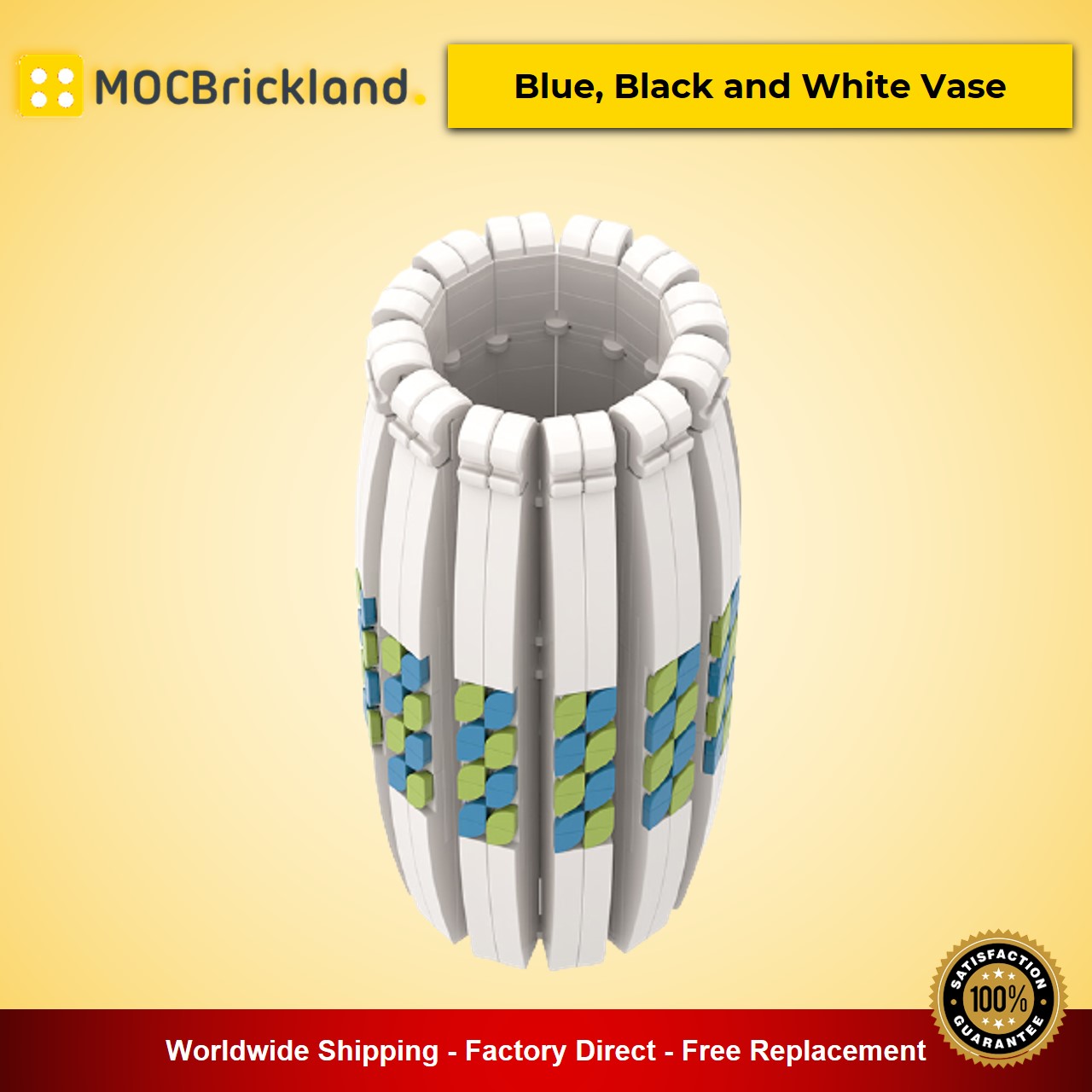 creator moc 90084 90085 90086 blue black and white vase compatible with moc flower bouquet 10280 40461 and 40460 mocbrickland 1122 1