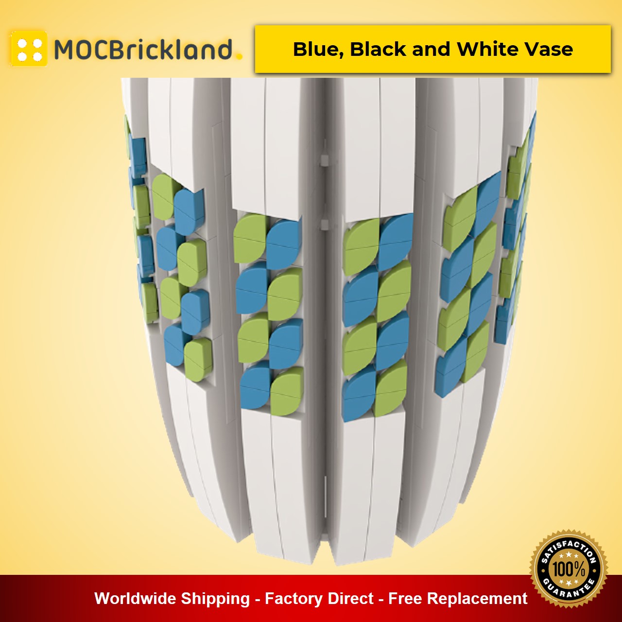 creator moc 90084 90085 90086 blue black and white vase compatible with moc flower bouquet 10280 40461 and 40460 mocbrickland 5226 1