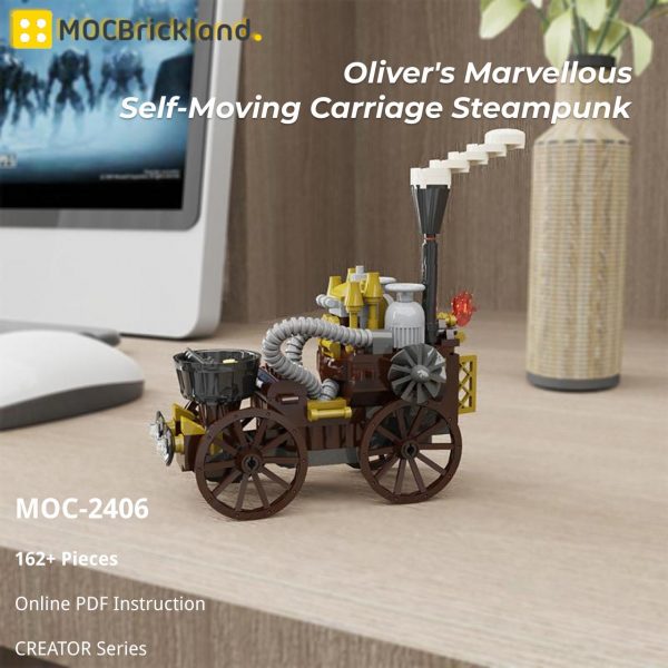MOCBRICKLAND MOC 2406 Olivers Marvellous Self Moving Carriage Steampunk