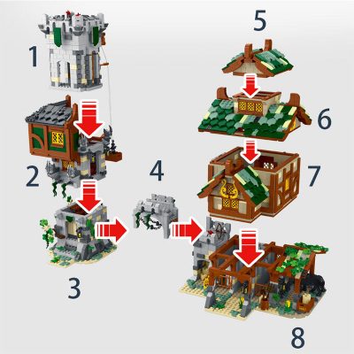 Modular Building Mork 033001 MEDIEVAL Medieval Guard Tower and Stable 6