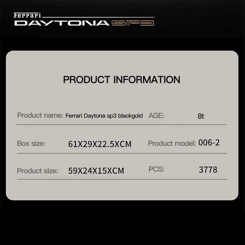 Technic MOC-T006-2 Black “Ferrari “Daytona SP3 Sports Car