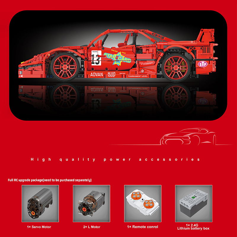 Mould King 13095 Motor Ferrari F40 LM Sports Car 3
