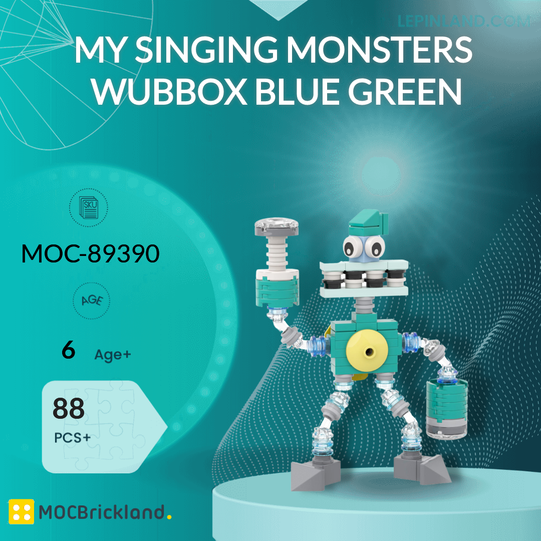 MOCBRICKLAND 89390 My Singing Monsters Wubbox Blue Green Building