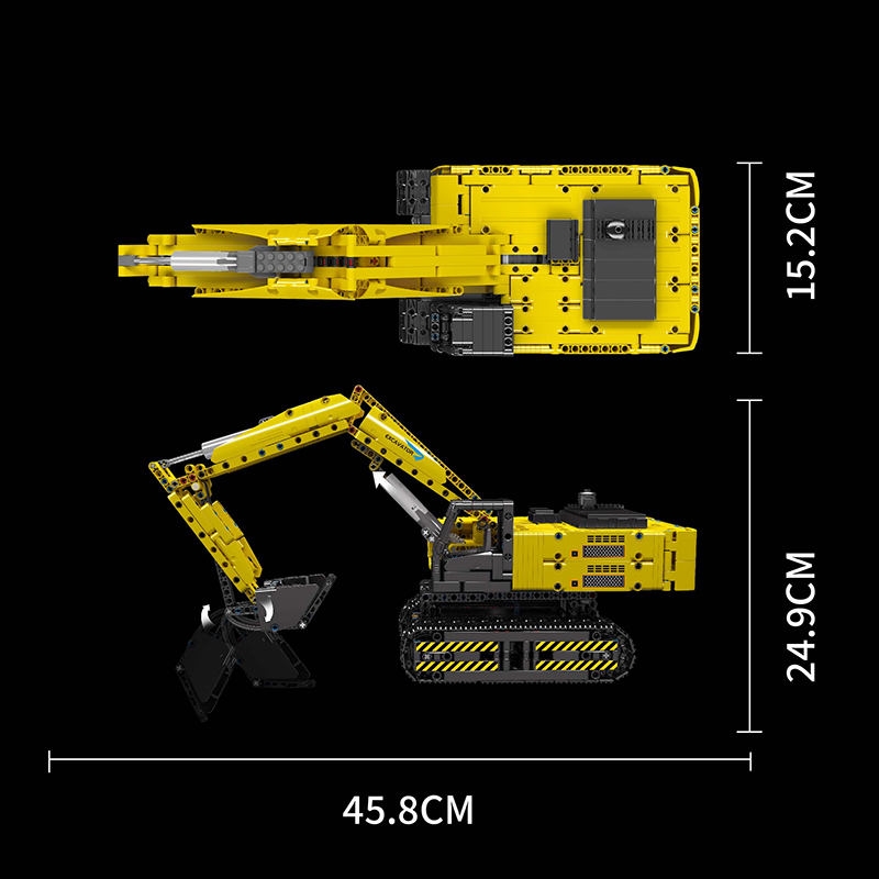 Mould King 15061 Motor Yellow Mechanical Digger 3