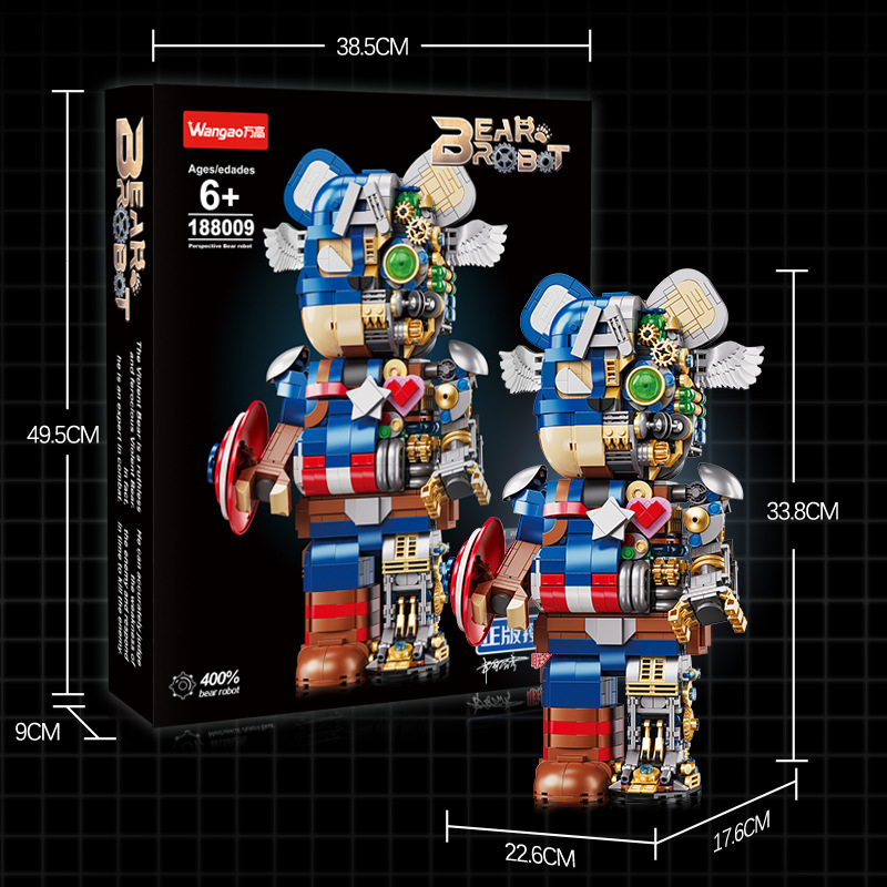 Wangao 188009 Captain America Semi Mechanical Bear Brick 5